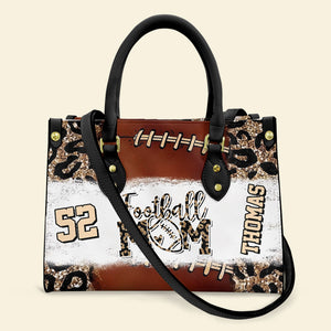 Football Mommy Proud Of You - Personalized Leather Bag - Gift For Mother, Grandma, Grandmother, Mother's Day | NA94