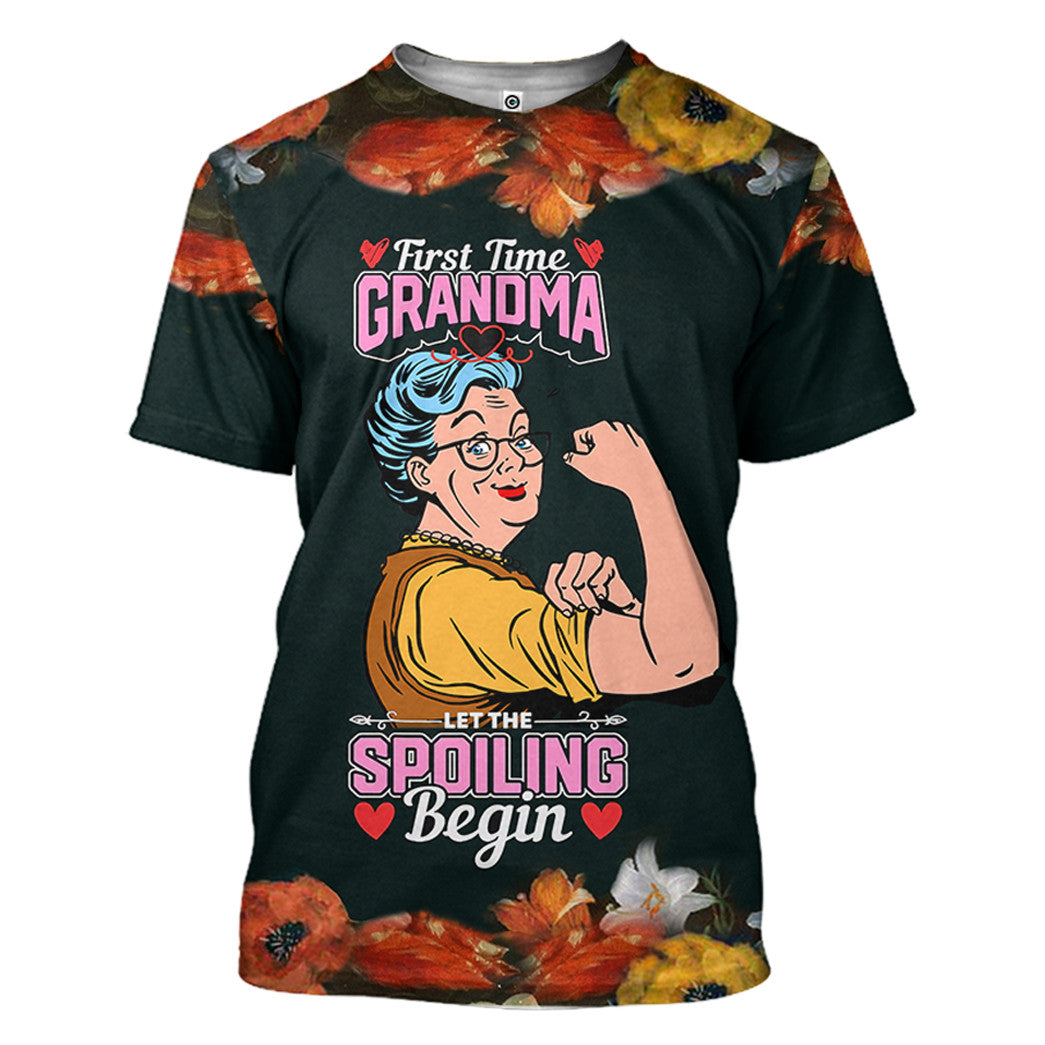 First Time Grandma T-Shirt 3D For Men & Women