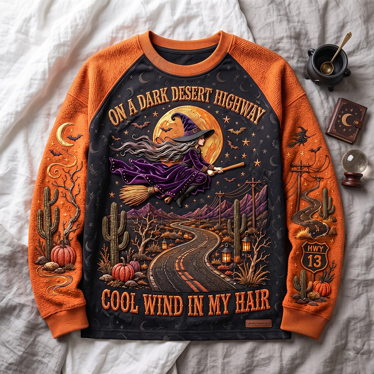 HN02. Spooky Autumn Vintage Witch Halloween Fall Party Gift For Her - Personalized Sweatshirt
