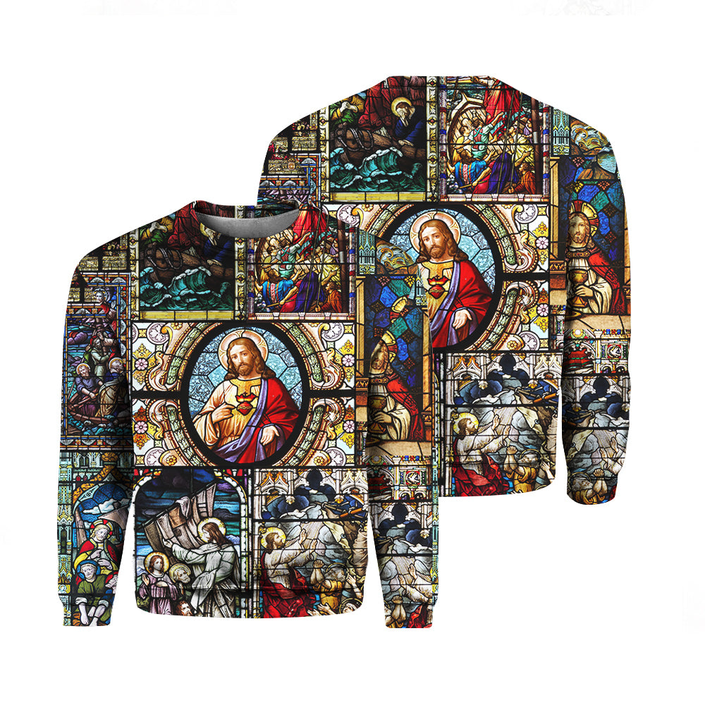 Jesus Calms The Storm Stained Glass Window Sweater For Men & Women