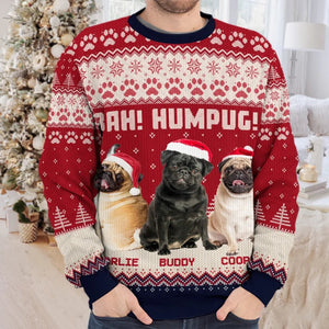 Custom Photo Happiness Is A Warm Puppy - Personalized Ugly Sweater -Christmas Gift For Pet Lovers NA94