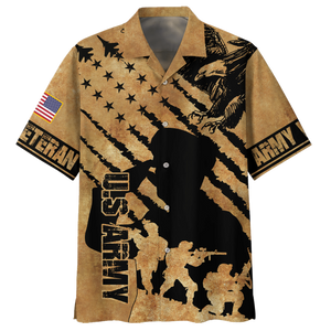 Soldier Silhouette Us Army Veteran Hawaiian Shirt