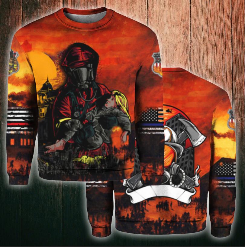 Firefighter Fireman All Over Print Sweater For Men & Women