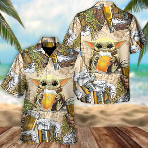 Starwars Baby Yoda And Beer Wheat - Hawaiian Shirt For Men, Women, Kids