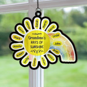 Grandma's Rays Of Sunshine - Personalized Window Hanging Suncatcher Ornament - Gift For Mom, Grandma, Mother's Day | NA94