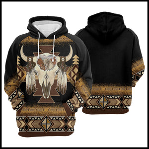 Native American Skull Pattern Hoodie For Men And Women