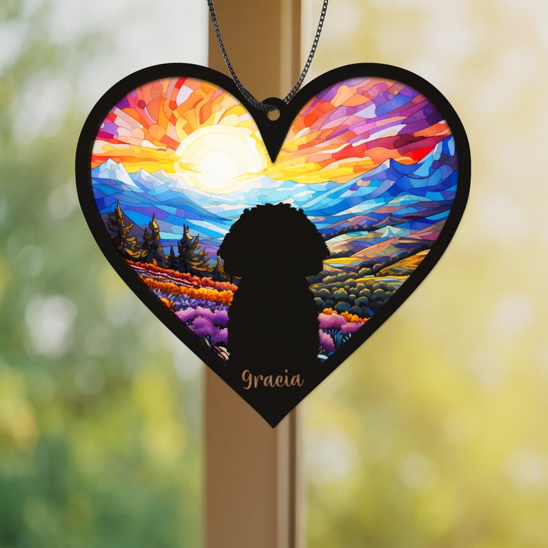 Rainbow Bridge Dog - Pet Memorial Gift - Personalized Window Hanging Suncatcher Ornament