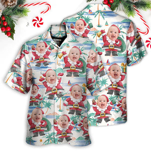 Photo Inserted Christmas Santa Summer Beach - Hawaiian Shirt