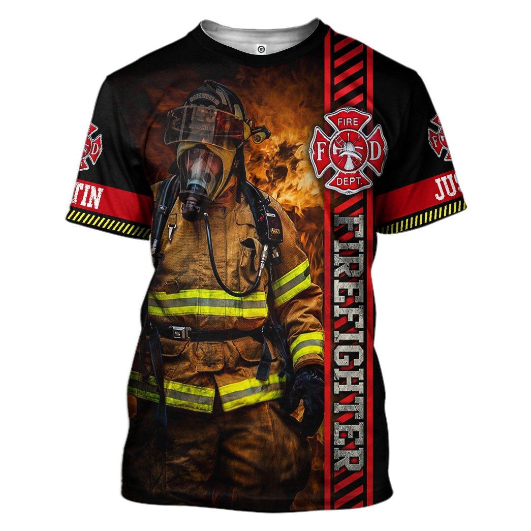 Personalized Brave Firefighter T-Shirt 3D For Men & Women