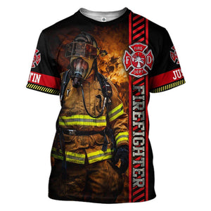 Personalized Brave Firefighter T-Shirt 3D For Men & Women