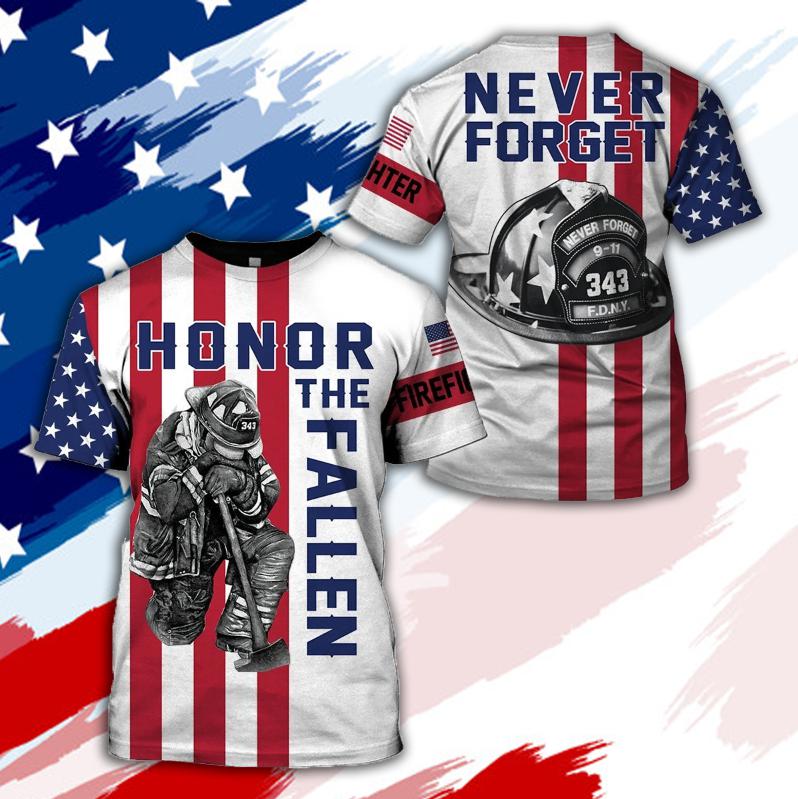 Honor The Fallen Firefighter All Over Print T-Shirts For Men & Women