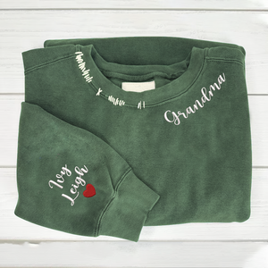 Personalized Grandma with Grandkids Names - Embroidered Sweatshirt, Hoodie, Tshirt - Best Gift for Grandma