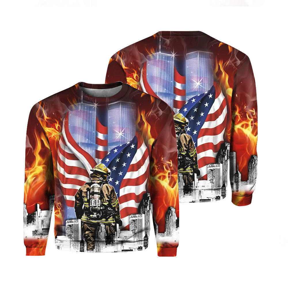 Firefighter America Flag All Over Print Sweater For Men & Women