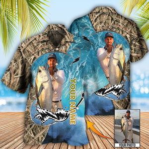 Personalized Fishing Blue Water Cool Custom Photo - Hawaiian Shirt