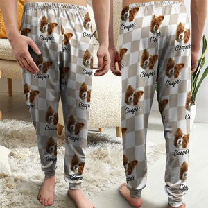 Custom Photo Humans Pet Face Colorful Pattern - Gift For Pet Lovers - Personalized Pajama Pants - NA94