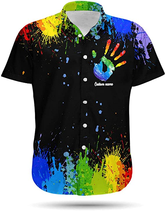 Personalized Rainbow Paint Color Lgbt Men Aloha Hawaiian Shirt For LGBT