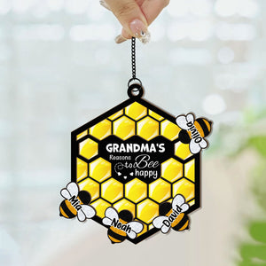 Mommy's Reasons To Bee Happy - Personalized Window Hanging Suncatcher Ornament - Gift For Mom, Grandma, Mothers Day NA94