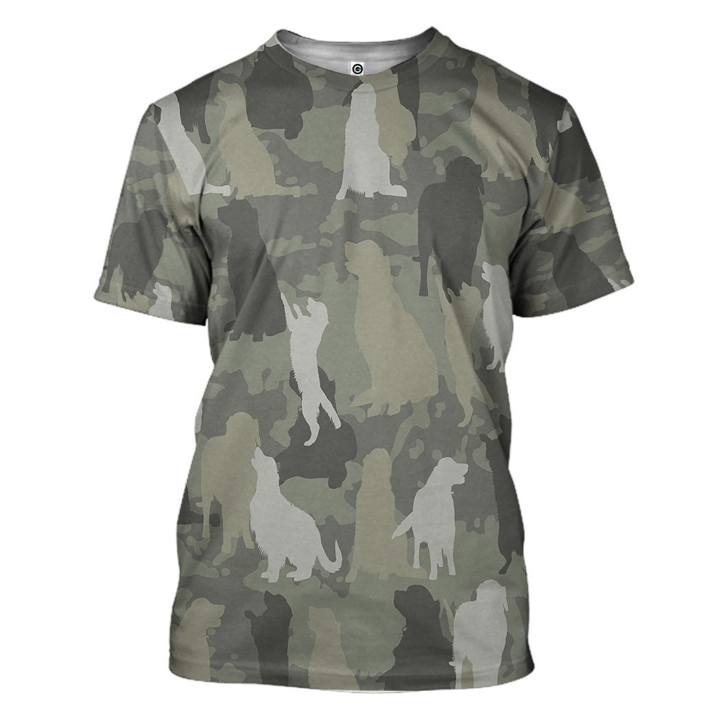 Golden Retriever Camo T-Shirt 3D For Men & Women