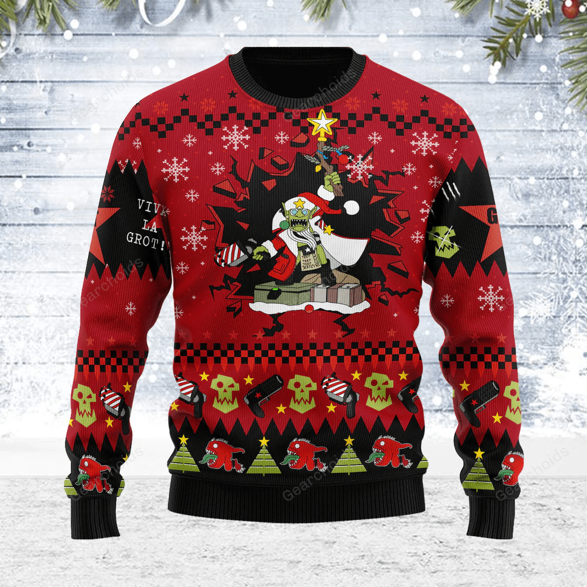 Warhammer Armed And Dangerous Red Gobbo Iconic - Ugly Christmas Sweater
