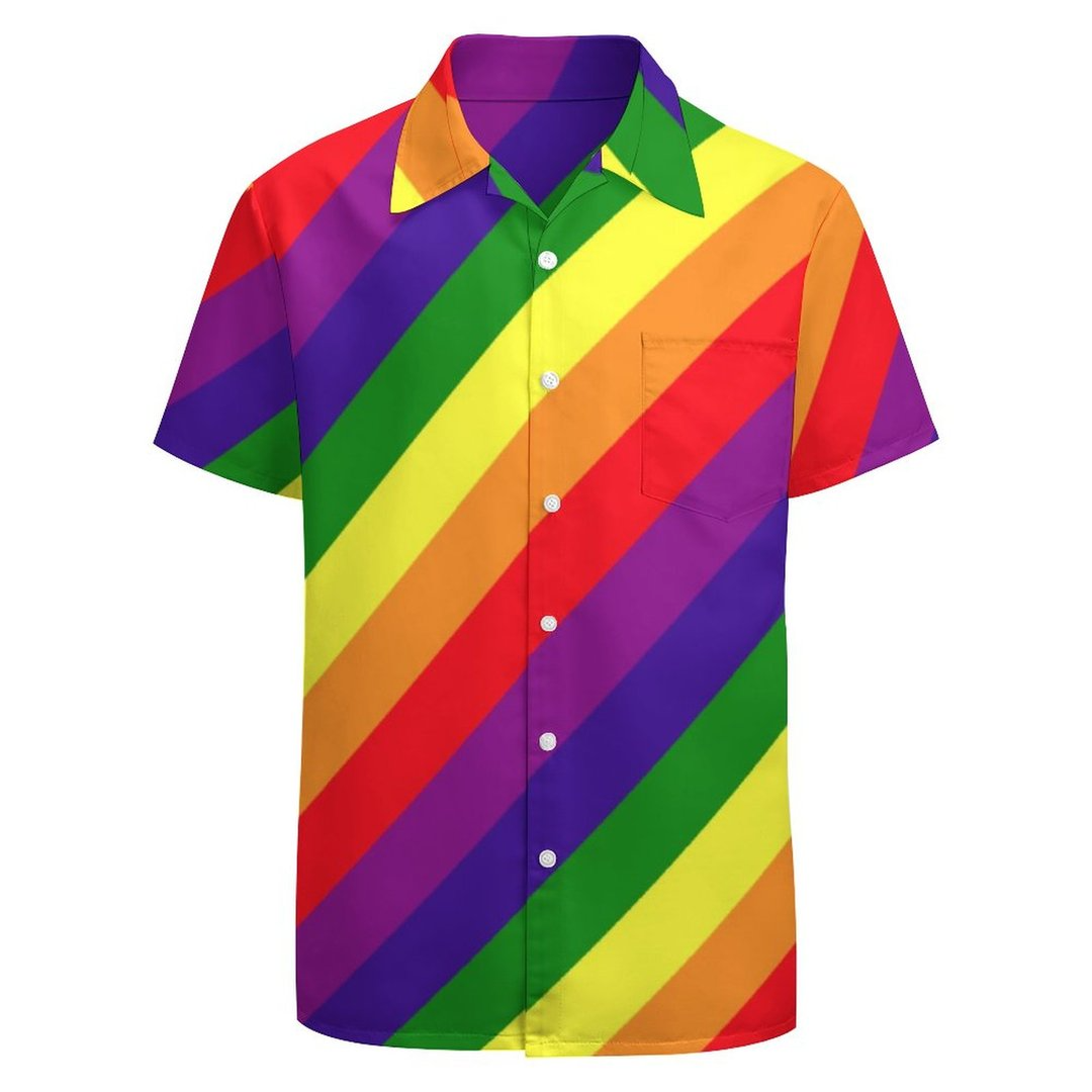 Products Gay Pride Lgbtq Rainbow Colors Striped Hawaiian Vintage Shirt