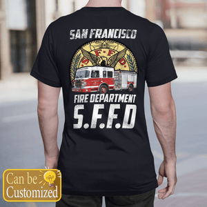 Personalized Veteran San Francisco Fire Department Fire Engine T-Shirt