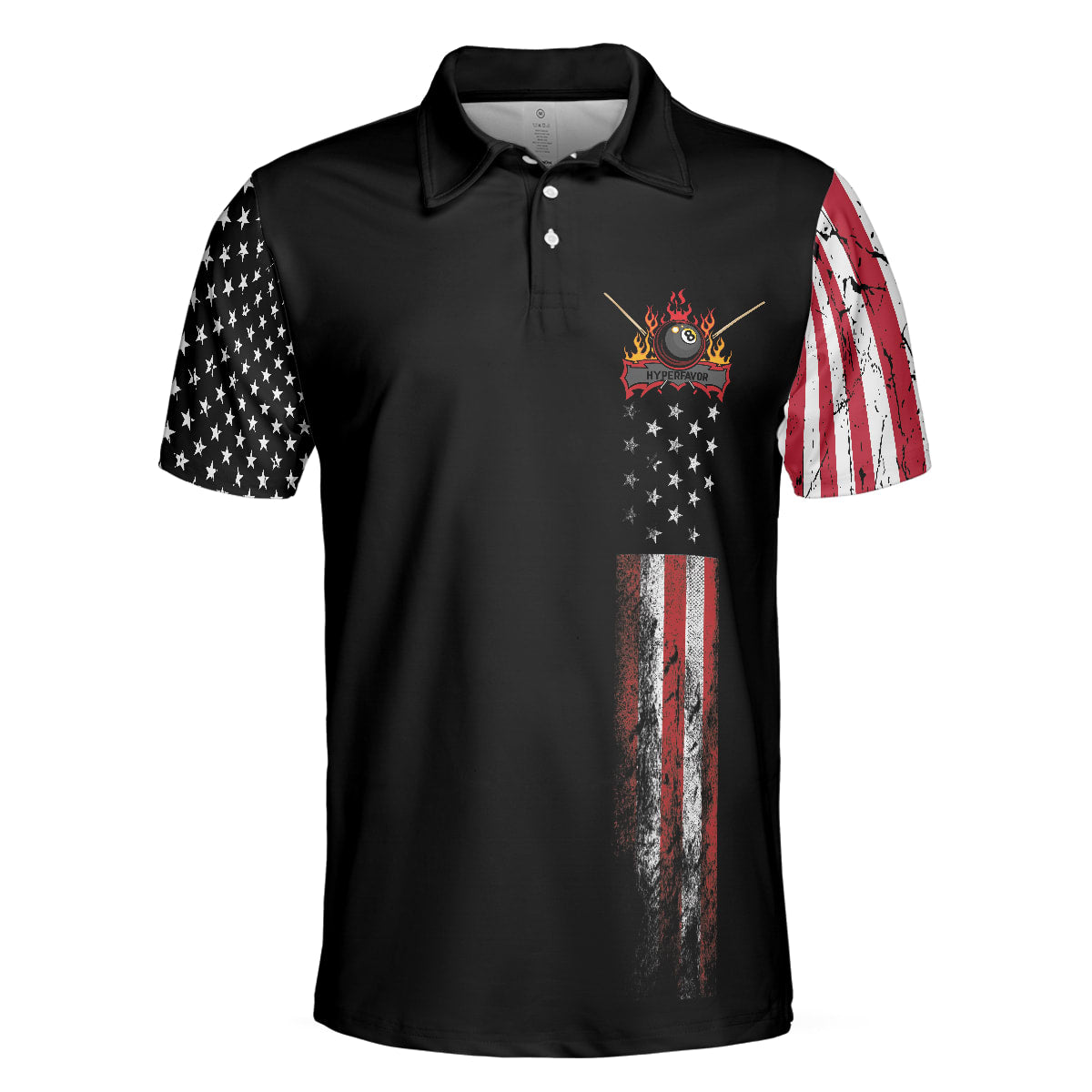Billiards Eagle American Flag Black Golf Polo Shirt - Gifts For Golfers Men