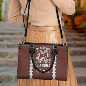 My Favorite Football Player Calls Me Grandma - Personalized Leather Bag - Loving Gift For Mother, Grandma, Grandmother, Mother's Day | NA94