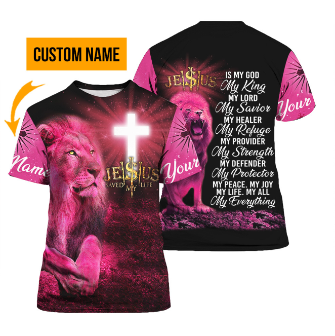 Personalized Lion Jesus Saved My Life King Christian T-shirts For Men & Women