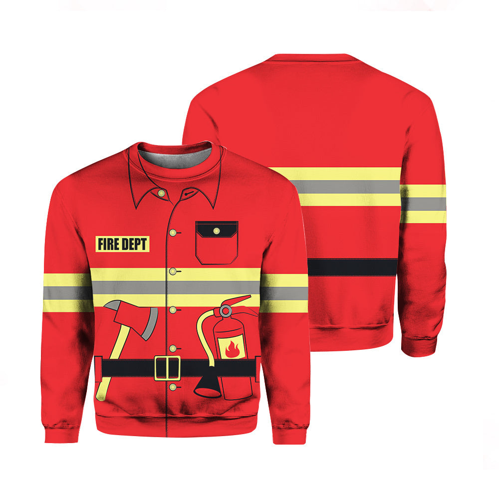 Firefighter Costume Uniform All Over Print Sweater For Men & Women