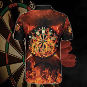 Personalized Name Darts Skull All Over Printed, Dart Fire With Dartboart, Dart Shirt