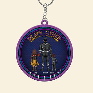 Super Hero Black Father Panther - Personalized Acrylic Keychain - Gift For Dad, Fathers Day  - CL02 NA94