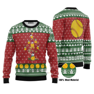 Softball Christmas Tree Ugly Christmas Sweater