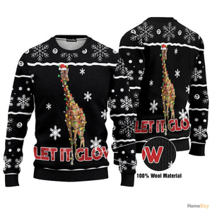 Giraffe Let It Glow Ugly Christmas Sweater For Men And Women