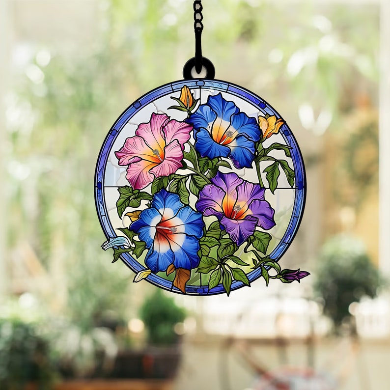Victorian Style Morning Glory - Gift For Friends, Family Members - Window Hanging Suncatcher Ornament