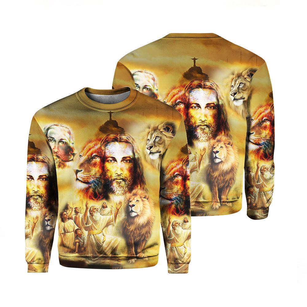 Jesus Lion Are Glowing Aloha Sweater For Men & Women