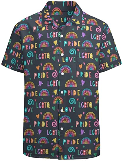 Rainbow Lgbt Print Summer Hawaiian Shirts Beach Shirts Gift