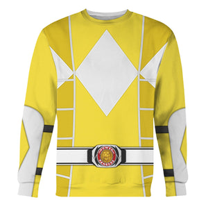 Yellow Mighty Morphin Power Ranger Cosplay C2 - Hoodie Set, Sweatshirt, Sweatpants PRHS94