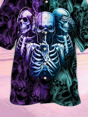 Skull Neither Hear Nor See Hawaiian Shirt