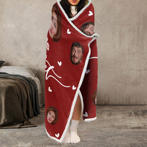 Custom Photo Our Snuggle Blanket - Personalized Wearable Hooded Blanket - Gift For Couples, Lovers - NA94