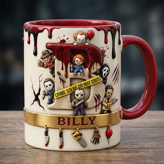 Horror Movies Slay Party Alphabet Initial Letter - Personalized  Acent Mug - Gifts For Horror Fans 