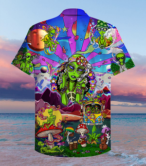 Hippie Alien Peace Life Color Hawaiian Shirt