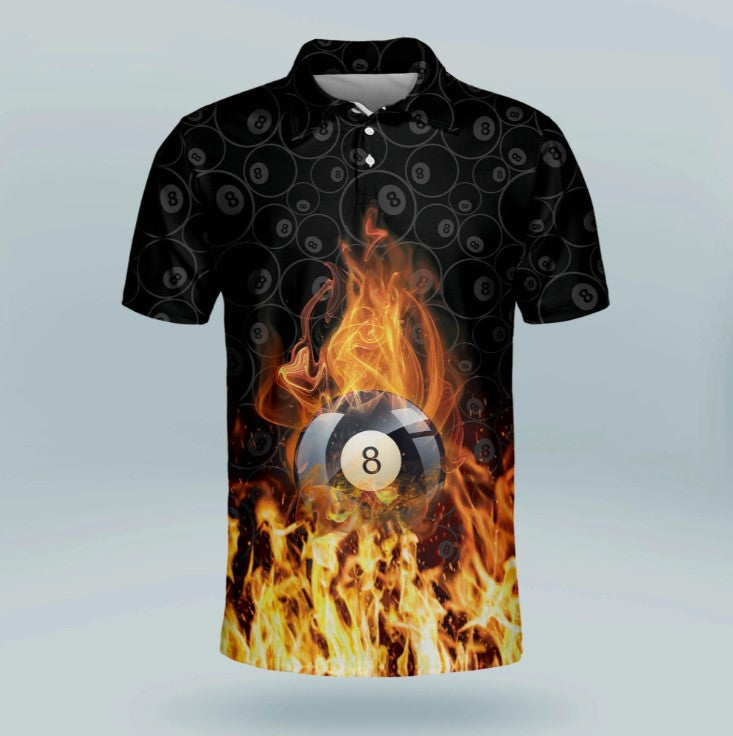 Personalized 3D Skull 8 Ball Pool Billiard Polo Shirt For Men