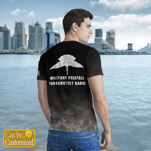 Personalized Veteran Military Freefall Parachutist Badge T-Shirt