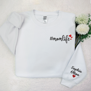 Custom Mom And Kids Momlife - Embroidered Sweatshirt, Hoodie, Tshirt - Best Gift for Mom