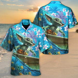Starwars Baby Yoda Surfing - Hawaiian Shirt For Men, Women, Kids