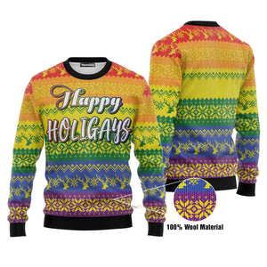 LGBT Gay Pride Happy Holigays Ugly Christmas Sweater