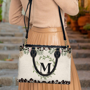 Monogram And Birth Month Flower - Personalized Leather Bag - Loving Gift For Mother, Grandma, Grandmother, Mother's Day NA94