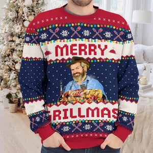 Custom Photo Grilling Up Some Holiday Cheer - Personalized Ugly Sweater - Christmas Gift For Dad, Grandpa, Husband NA94