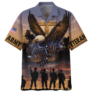 Army One Nation Under God Veteran Hawaiian Shirt