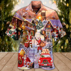 Santa Is Delivering Love Christmas Street - Hawaiian Shirt